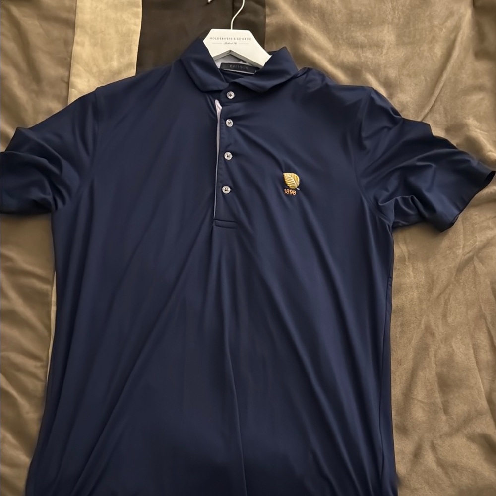 Greyson Dark Blue Polo Shirt with Gold Accent